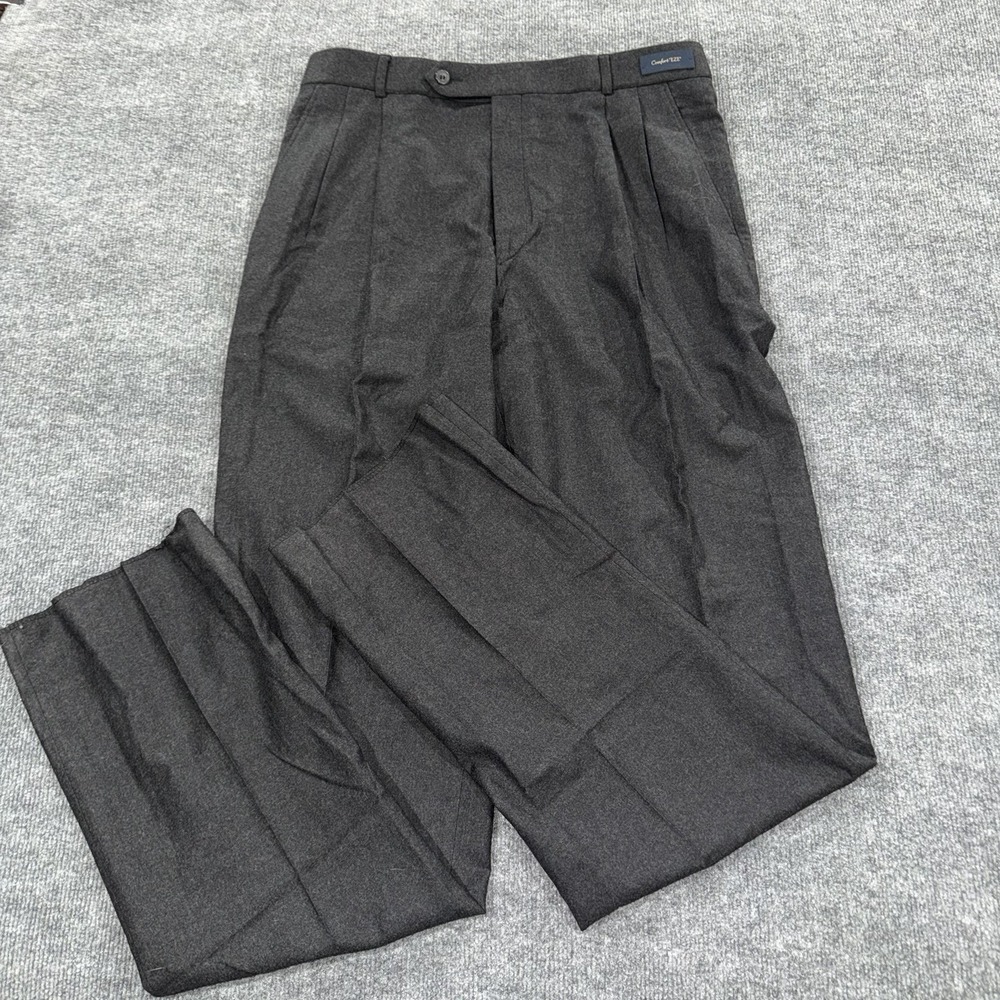 BALLIN MANCHESTER Pleated Dress Pants Men's 34 Gray Wool Cashmere Comfort Eze